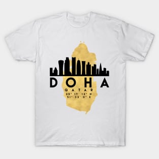 Doha Qatar Skyline Map Art T-Shirt